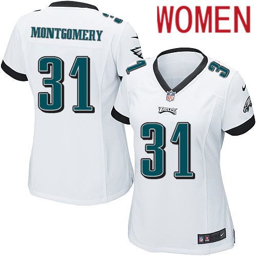 Women Philadelphia Eagles 31 Wilbert Montgomery Nike White Game NFL Jersey